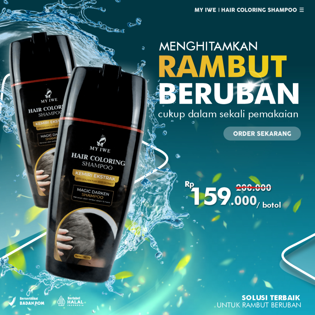 [COD NEW MY IWE] RAMBUT HITAM dengan MY IWE DARKEN SHAMPOO