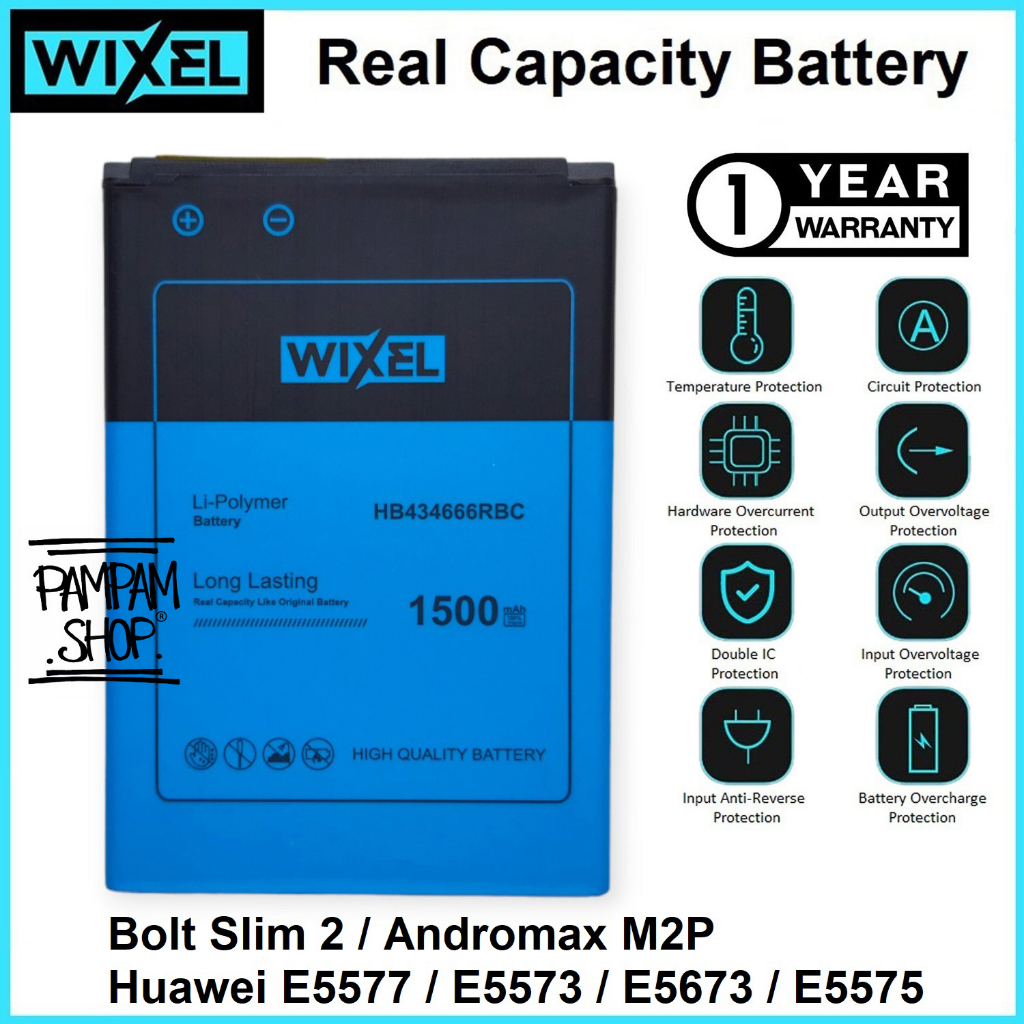 WIXEL ORIGINAL Baterai Modem Bolt Slim 2 Andromax M2P E5577 E5573 E5673 E5575 HB434666RBC Battery Ba