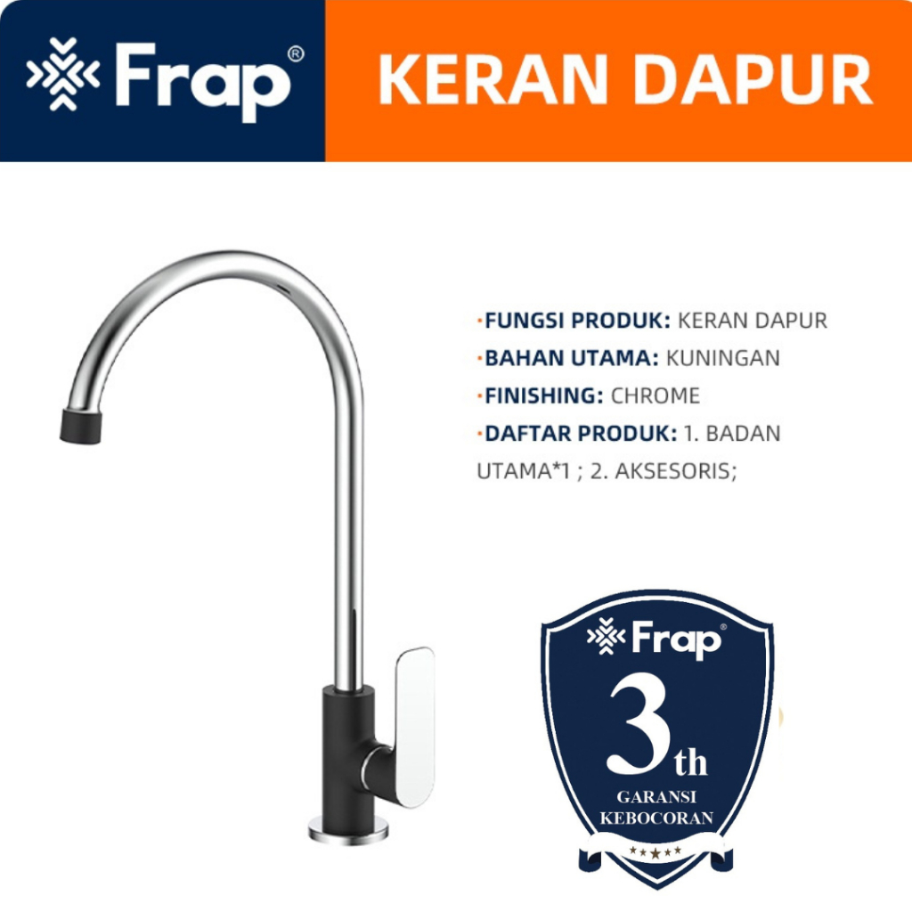 FRAP IF4102-6 Kran Dapur Cuci Piring Keran Angsa Bahan Kuningan Hitam