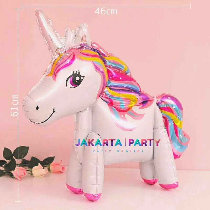 Balon Foil Kuda pony 3D Full Body White / Standing Balloon Kuda Pony