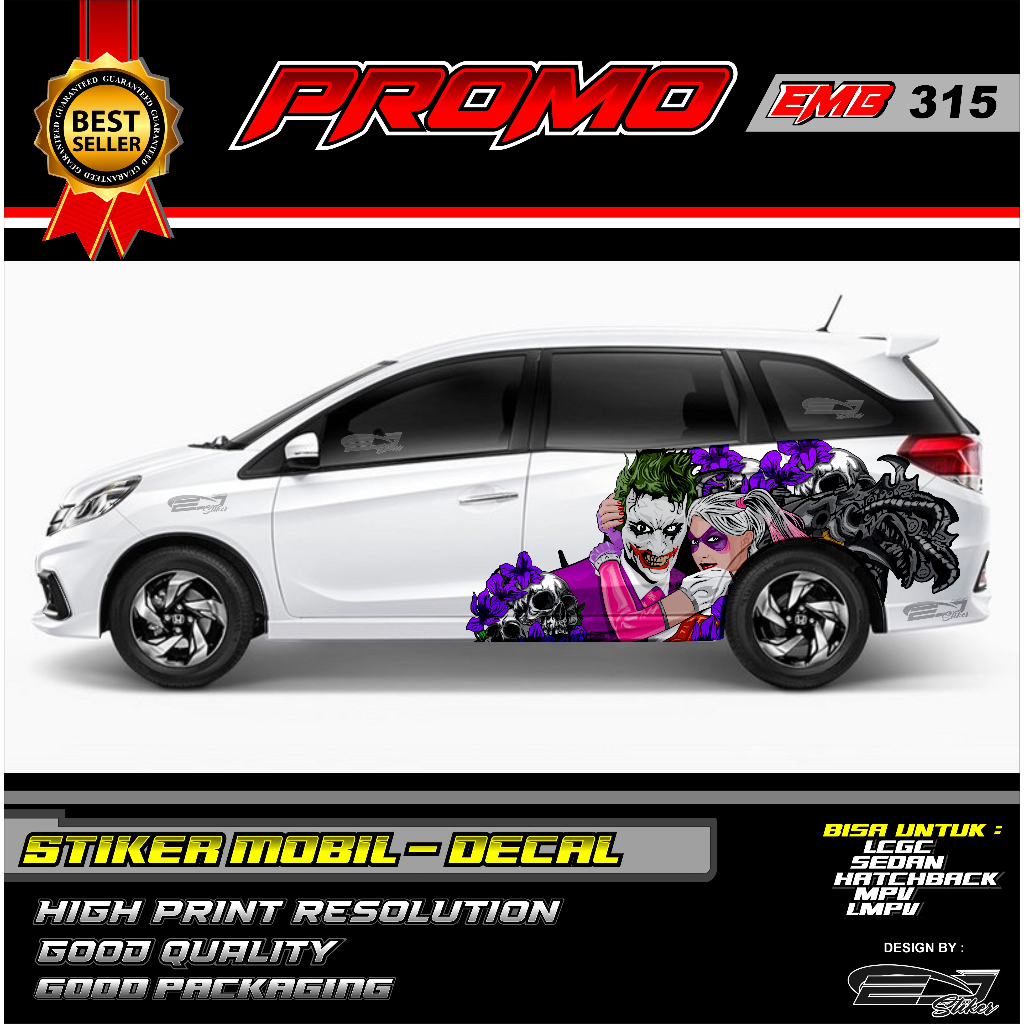 DECAL STICKER MOBIL KARAKTER JOKER-STIKER BODY MOBIL JAZZ, BRIO, SIGRA, YARIS-EMB315