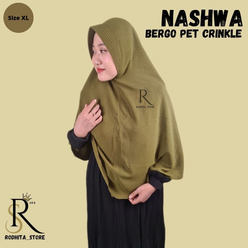 NASHWA Bergo Pet XL, L, & M/Bergo crinkle pet/Bergo crinkle Jumbo/bergo crinkle/jilbab instan crinkl