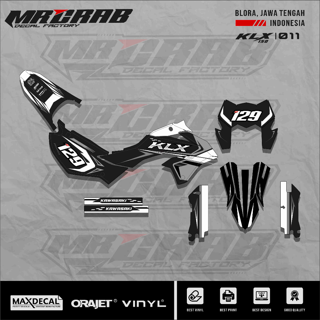 DECAL STICKER KLX 150 SM - DECAL KLX 150 SM PREMIUM FULL BODY CUSTOM 11