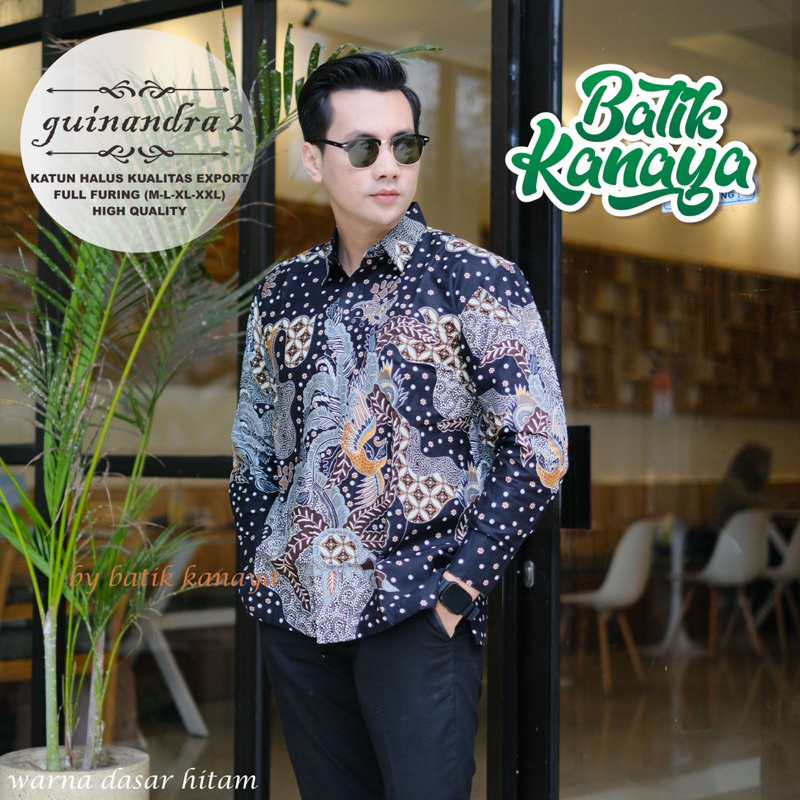 Guinandra2 Kemeja batik pria Berlapis Furing Bahan Katun ekspor