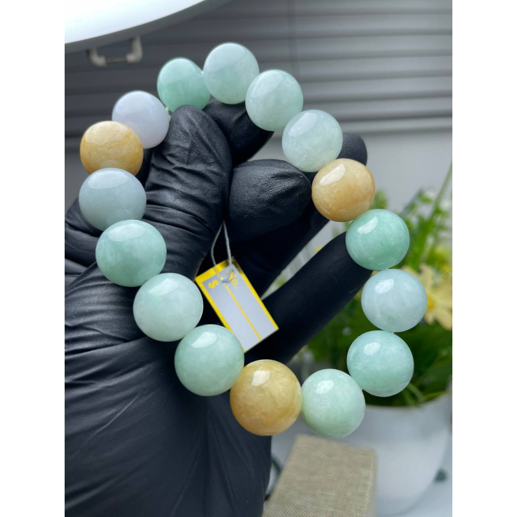 GELANG GIOK ASLI BURMA 3 WARNA NATURAL JADEITE JADE BERSERTIFIKAT