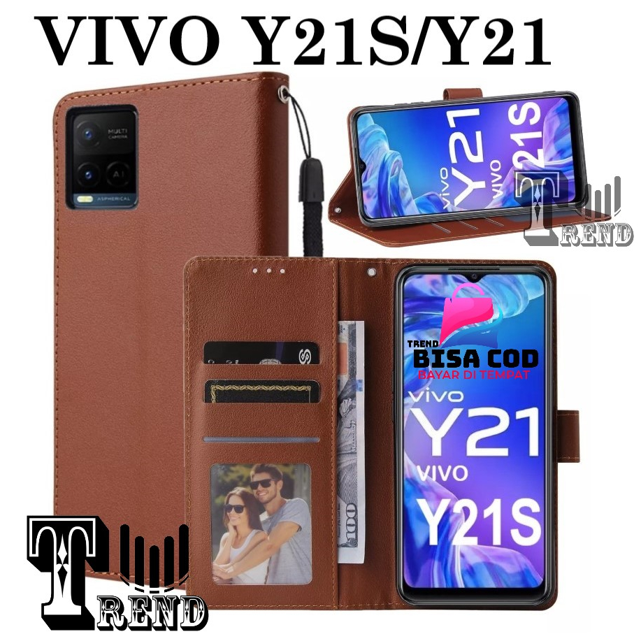 LEATHER CASE FLIP VIVO Y21 / Y21S  - FLIP CASE KULIT UNTUK VIVO Y21 / Y21S