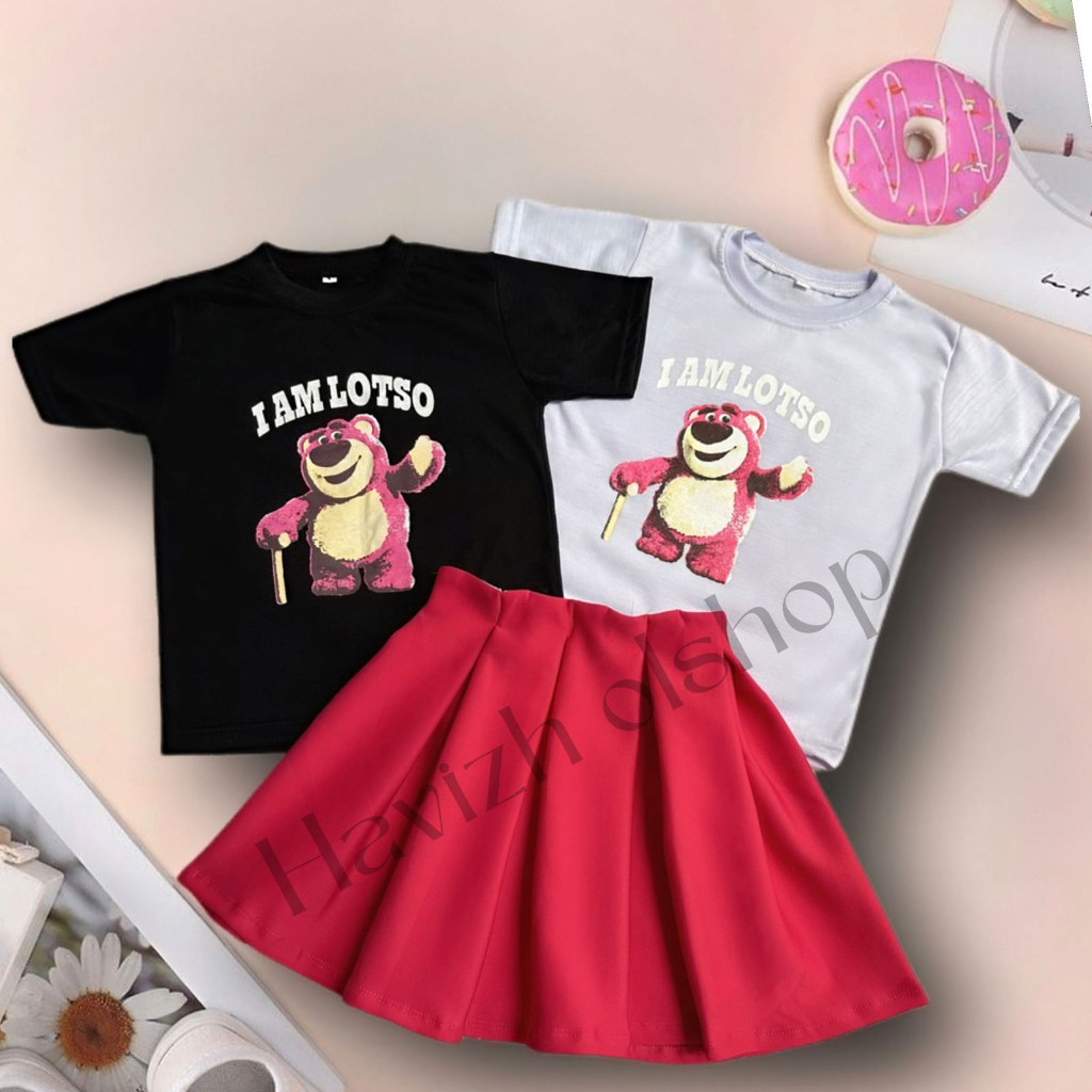 Setelan Kaos Lotso Rok Mini Scuba 1-6 Tahun