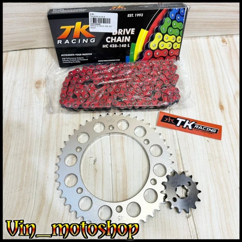 gir gear set 428 R15 v3 Vixion R VVA XSR155 TK racing / sss rantai TK racing 428HC Merah gir set r15