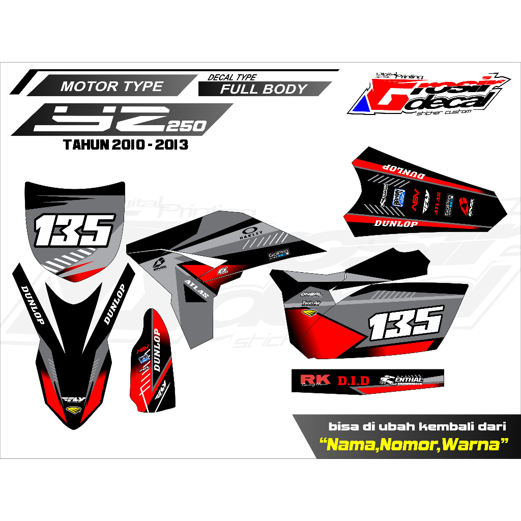 Decal stiker YZ 250f 2010 - 2013 Full Body Sticker YZ 250f 2010 - 2013 Full Body Free Custom