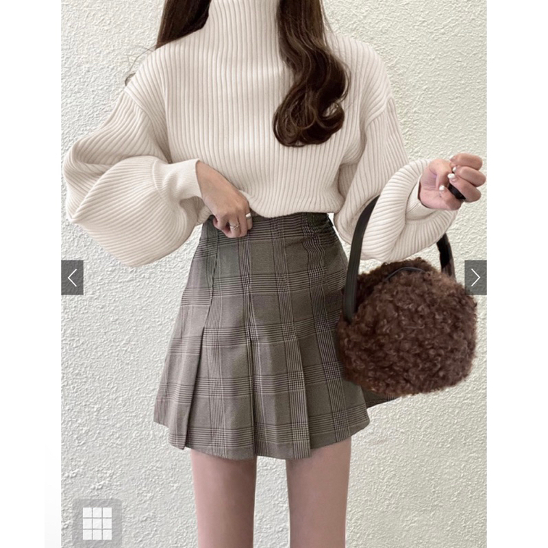 INGNI inner lidi balon kutub cream - sweater rajut lengan balon