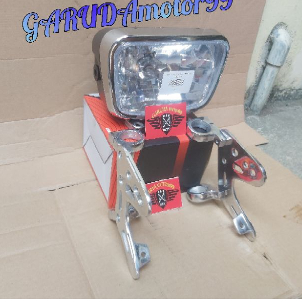 REFLEKTOR LAMPU DEPAN YAMAHA RX KING NEW OVAL SET BREKET CNC B PRO AS 30 DAN AS 41 SHOCK BYSON SUPER