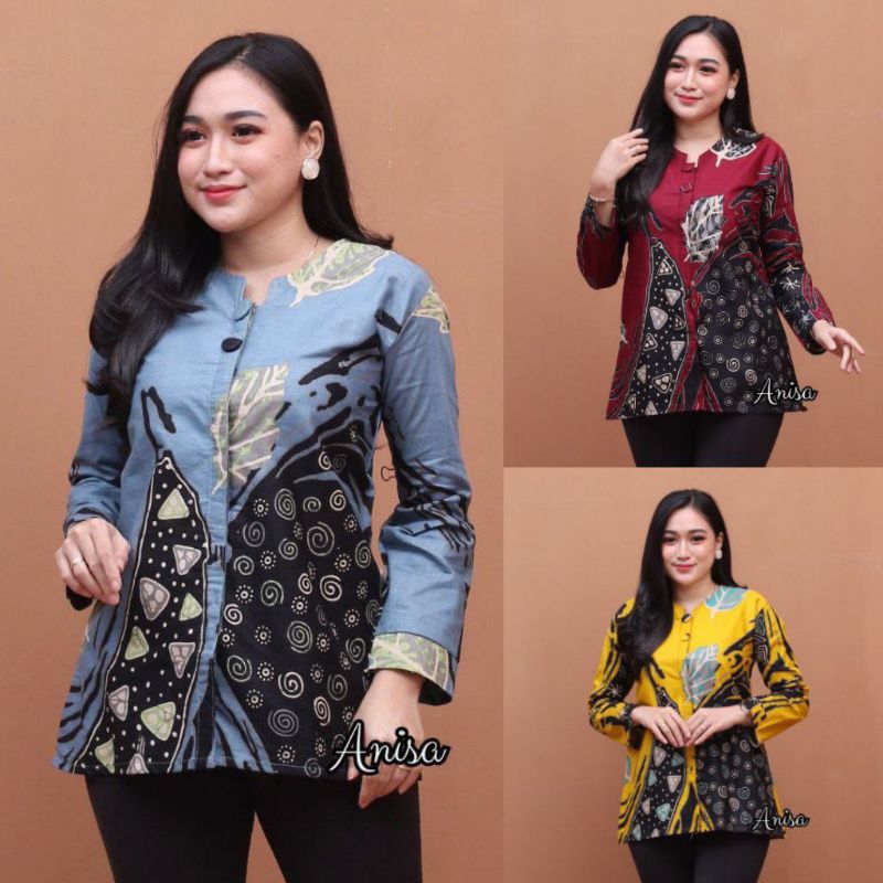 ATASAN BATIK KANTOR WANITA BLOUSE GAMIS BATIK WANITA MODERN SERAGAMAN