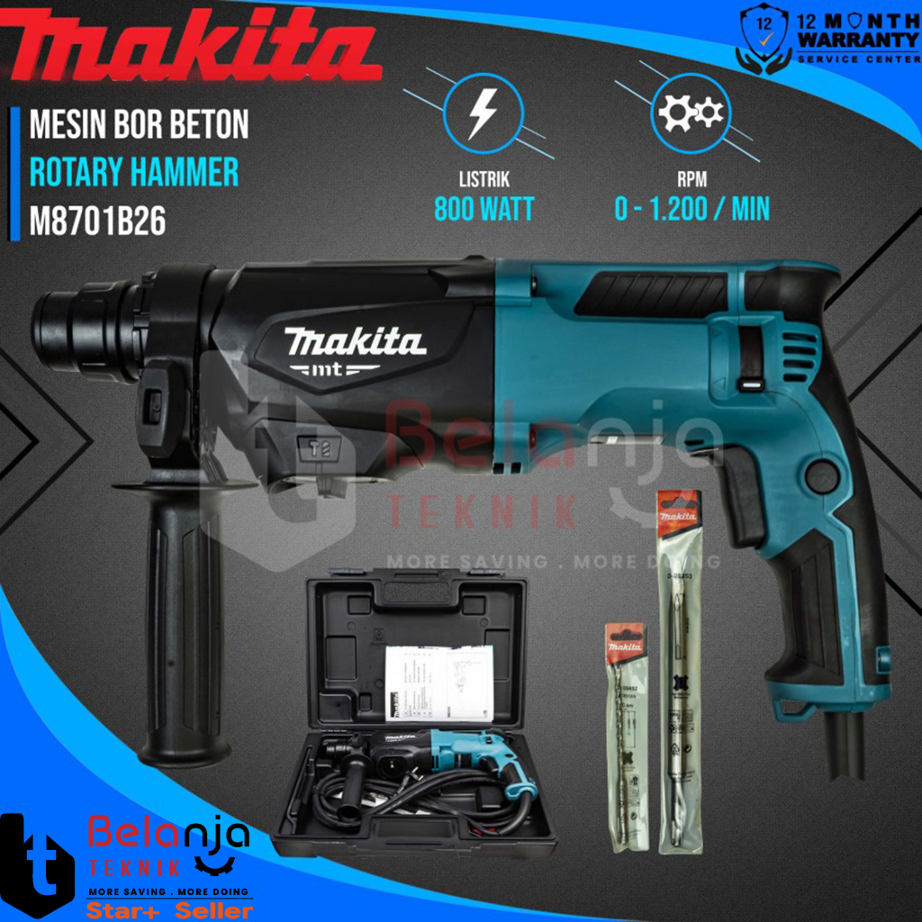 Mesin Bor Beton MAKITA M8701B 26 SDS Rotary Hammer 3 Mode M8701B26 M 8701 B