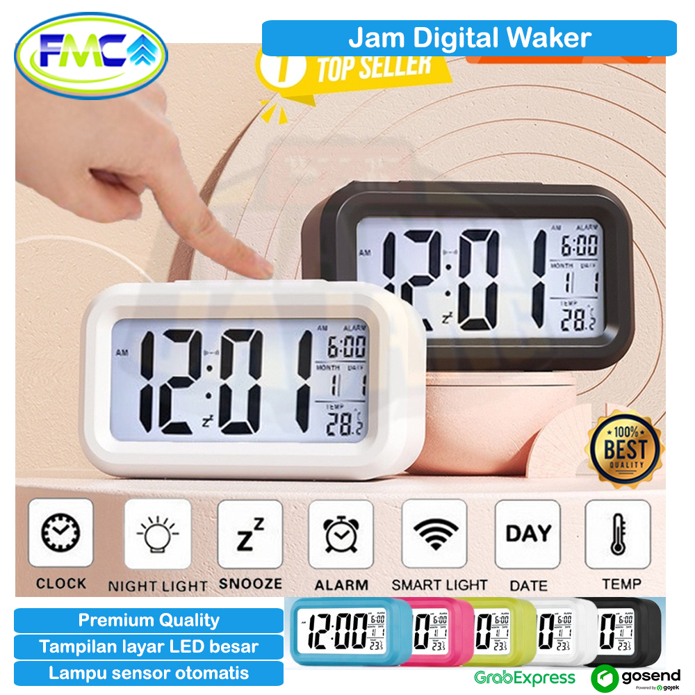 Jam Meja Digital Led Smart Clock Alarm Waker Jam Pintar Meja Kerja Dinding Tempel Portable