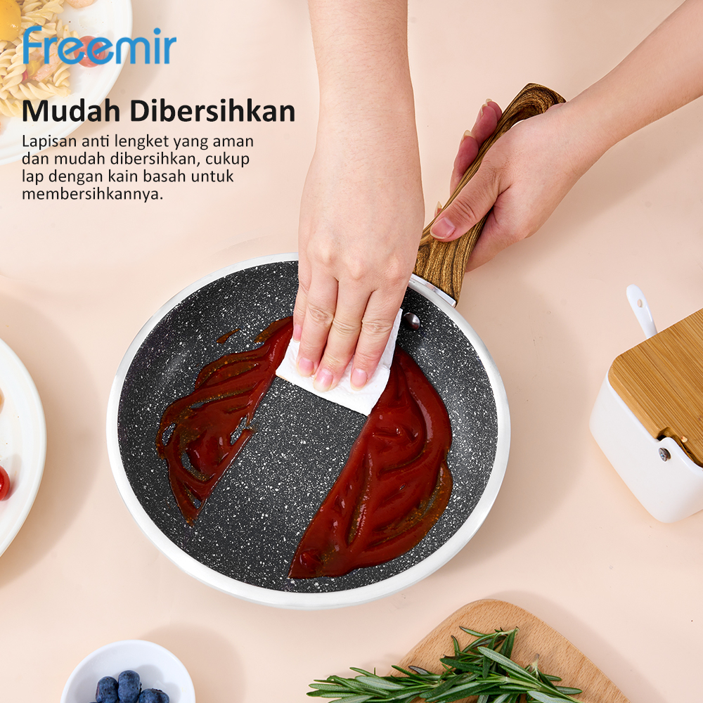 [OFFICIAL MALL] freemir Set 7 Pcs Wajan Panci 26/20/20/16 Cm Anti Lengket Lapisan Granit Alat Masak Lengkap