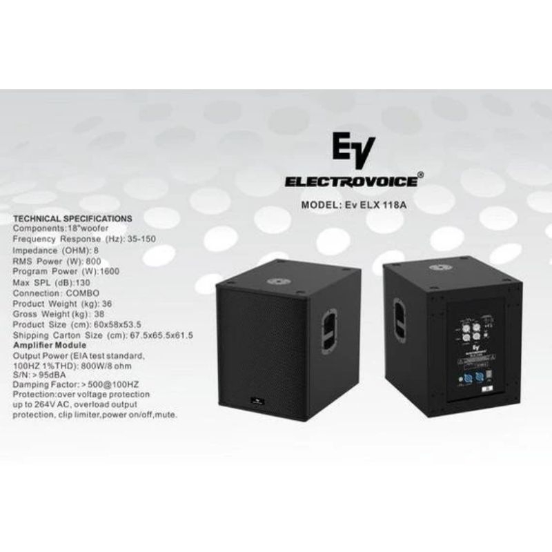 Speaker Subwoofer Aktif 18 Inch Electro Voice EV ELX 118A Electrovoice Original TERBAIK