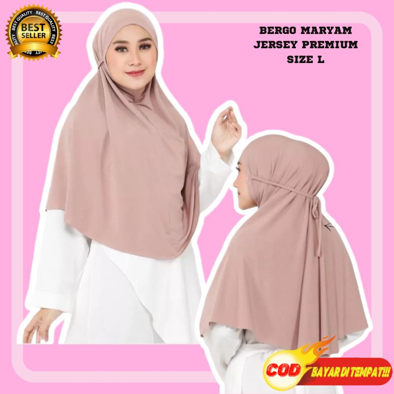 Jilbab Bergo maryam jersey Kerudung instan Hijab dewasa Tali belakang