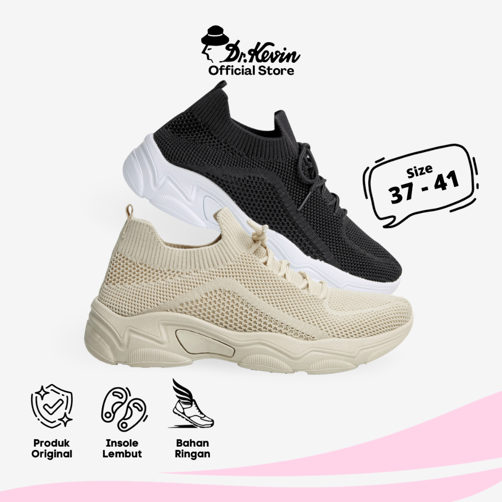Dr. Kevin Sepatu Olahraga Sport Wanita Sneakers Flyknit Tali 589-047