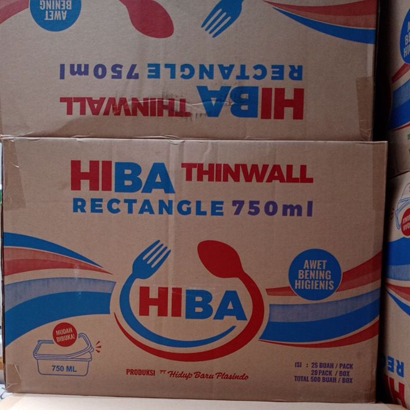 (GROSIR) Thinwall HIBA 750ml Rectangle 1 karton
