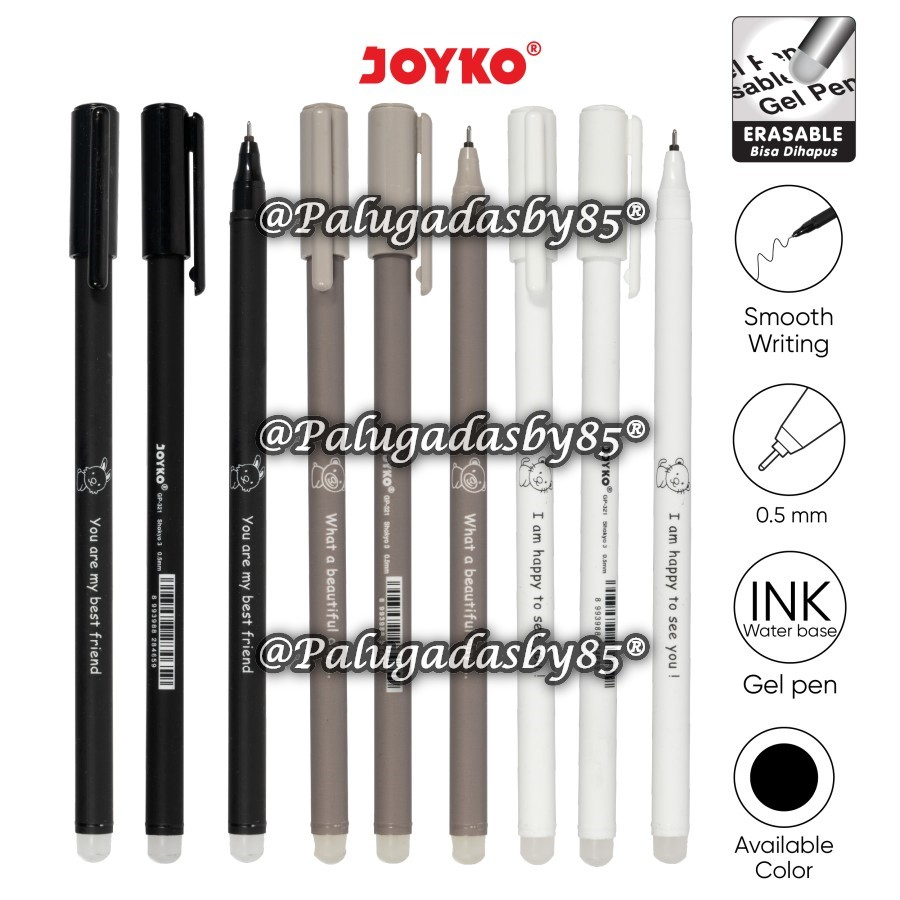

(1 Biji) GROSIR Erasable Gel Pen JOYKO GP-321 Shokyo 3 Gel 0.5 mm Hitam / Pulpen Bisa Dihapus Joyko GP-321 / Bolpen Joyko 321 / Gelpen Joyko GP321