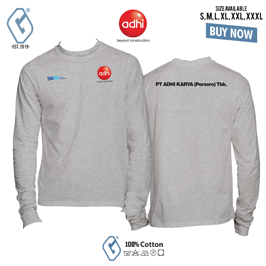 kaos distro pt adhi karya longsleeve / baju bumn adhi karya panjang