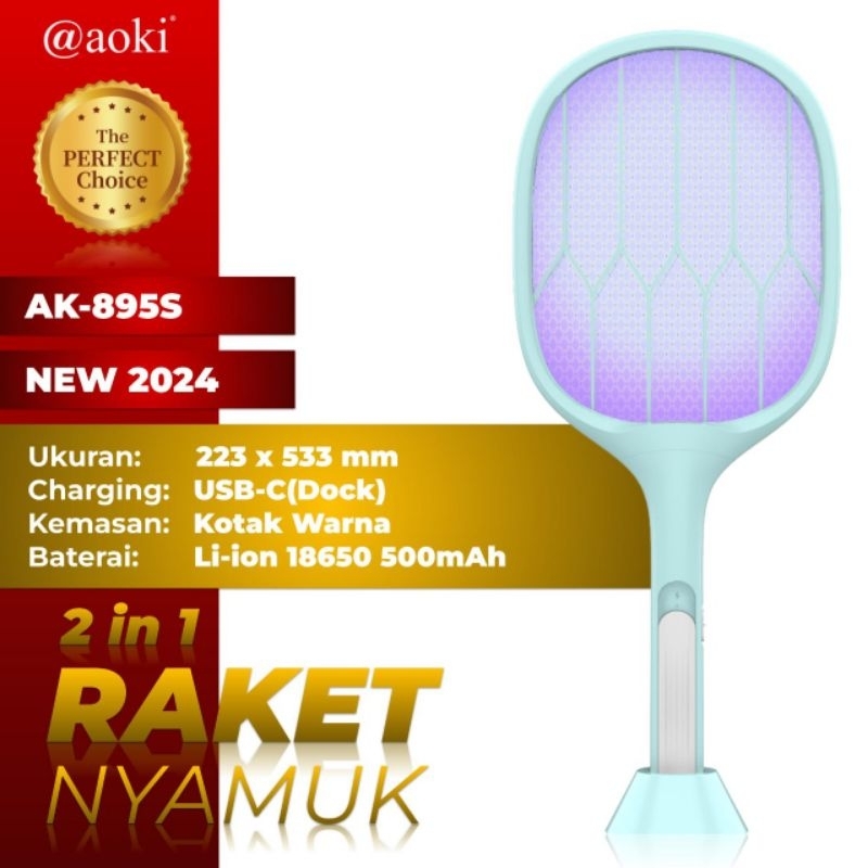 100% Aman Aoki Raket Nyamuk + Insect Killer 2In1 Ak-890S / Ak-893S / Ak-895S / Ak-881S