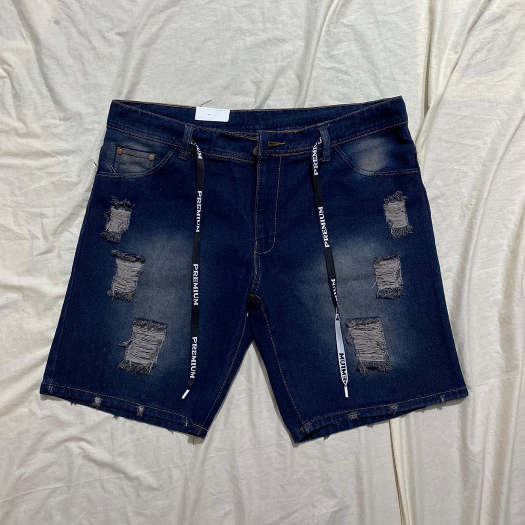 Celana Sobek Pendek Jeans Pria Super Jumbo size 39-44 muat bb 100kg / Celana Cowok Distro Big Size K