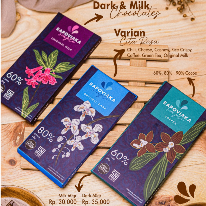 

Rapoviaka Simple Cokelat 60 gram Varian Ori Milk