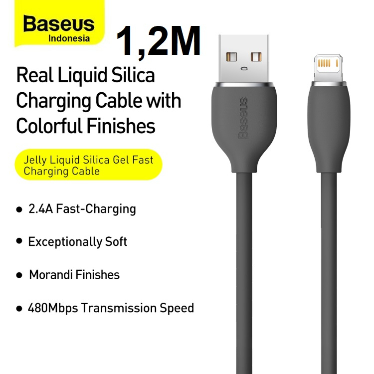 BASEUS Kabel Data Jelly Liquid Silica Gel USB to Lightning Fast Charging Iphone 5 5S 6 7 8 X XS XR M