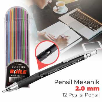 

[Gudang Storage Official] BAILE Pensil Mekanik Mechanical Pencil 2B 2mm 12 Isi - BL-621 Multi-Color