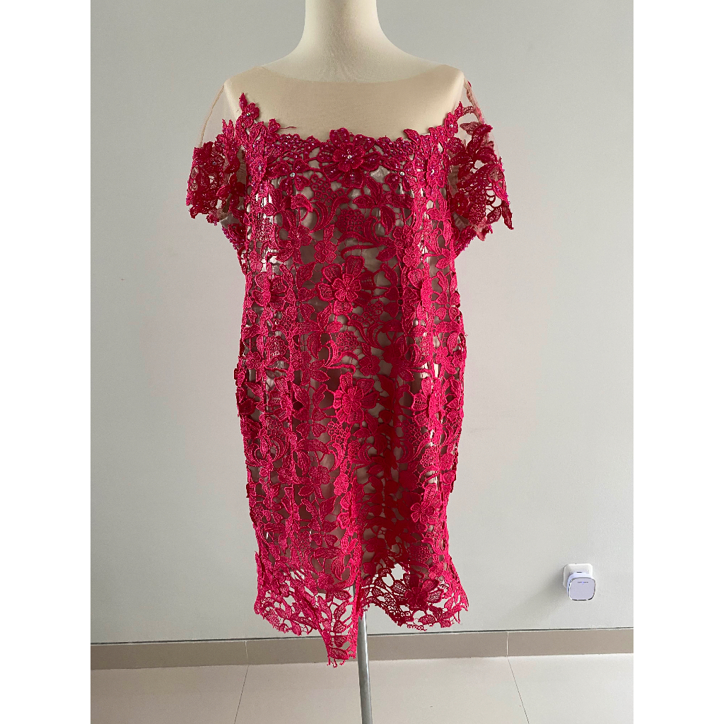 DRESS MEGA PINK FUSIA FANTA MERAH MUDA BAJU PESTA BIG SIZE JUMBO PAKAIAN WANITA BESAR PARTY DRESS GA