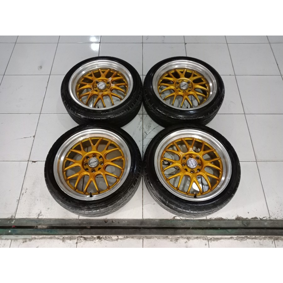 PELEK MOBIL BEKAS COPOTAN HONDA CITY RING 17 MODEL CELONG BAUT 4 + BAN GOLD POLISH