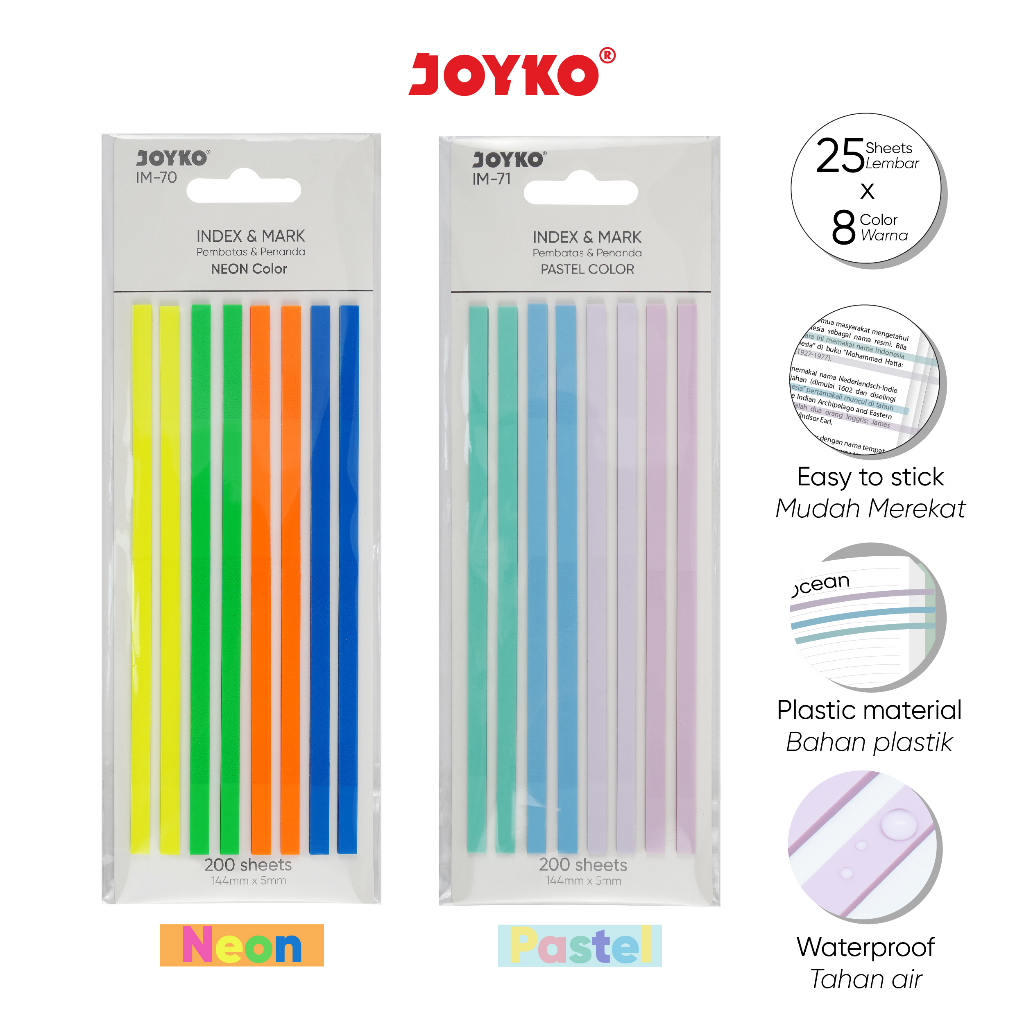 

Index Mark Penanda Pembatas Joyko 200 Sheets IM-70 ~ 71 Plastik