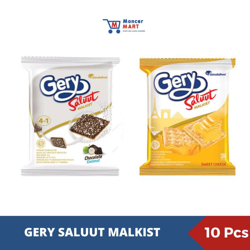 

Gery Saluut Malkist | Gery Saluut Rasa Keju | Gery Saluut Rasa Cokelat Kelapa Renceng Isi 10 Pcs