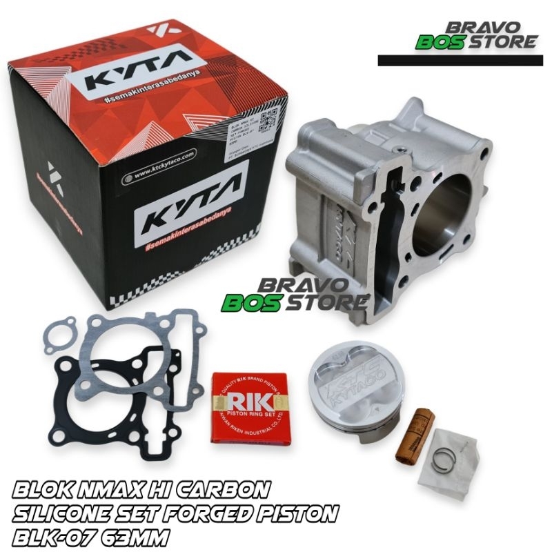 KYTA BLOK NMAX HI CARBON SILICONE SET FORGED PISTON BLK-07 63MM NMAX AEROX LEXY R15V3