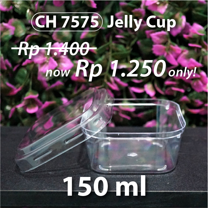 (Bekasi) Jelly Cup / Gelas Puding 150 ml - Model Kotak - CH 7575