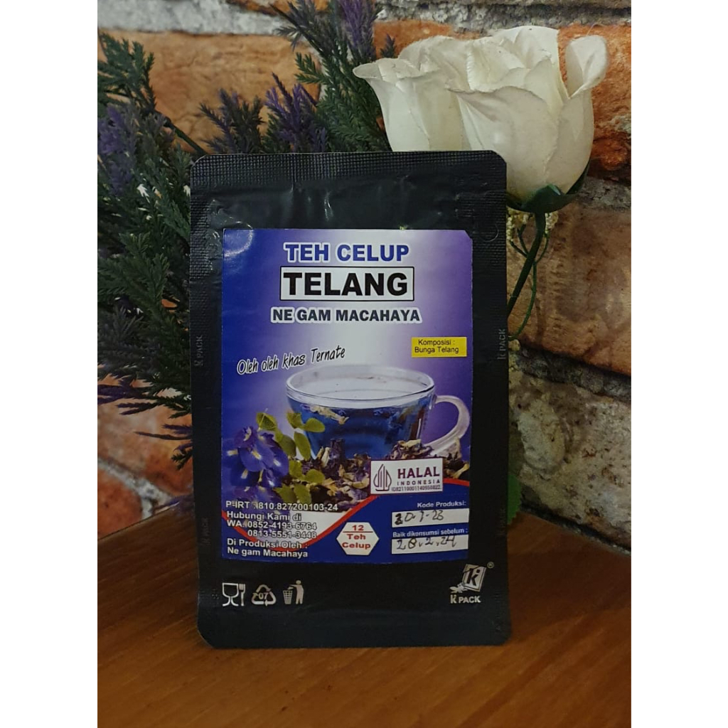 

Teh celup Telang kemasan 1 pouch 12 kantong