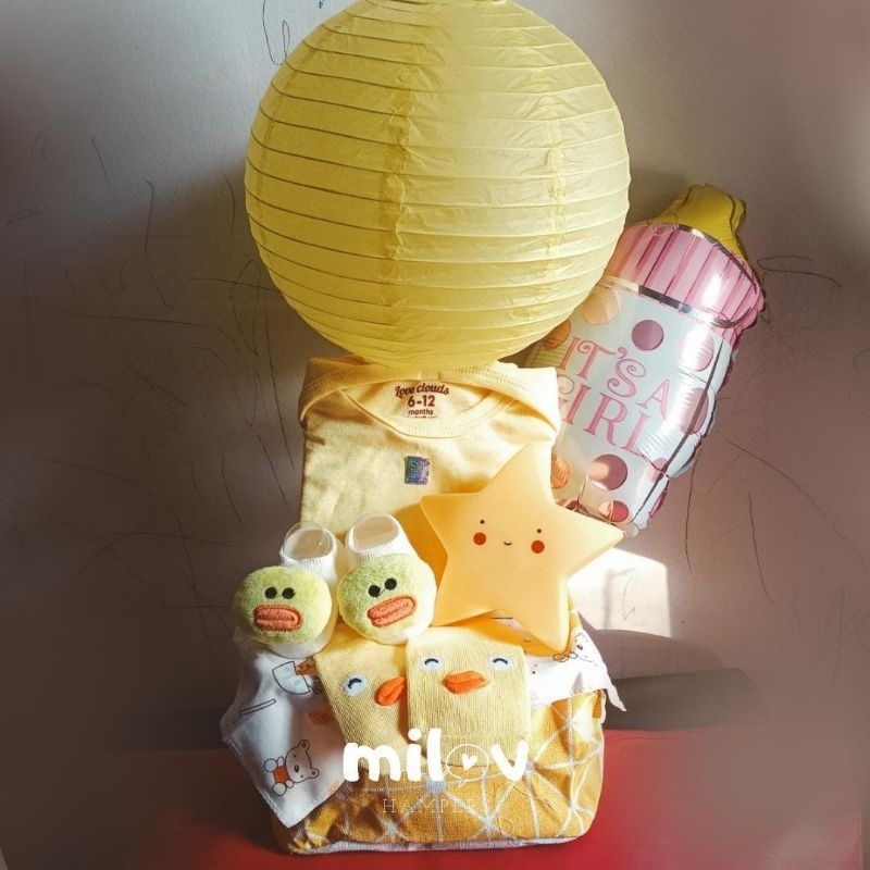 newborn baby hampers hot air balloon | hadiah lahiran bayi kado anak ulang tahun balon foil bayi | d