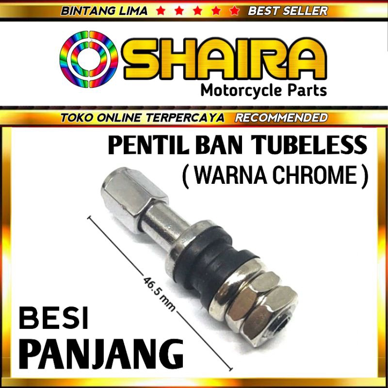 PENTIL TUBLES/PENTIL TUBELESS BESI PANJANG 46,5 CM WARNA CHROME MOTOR/MOBIL