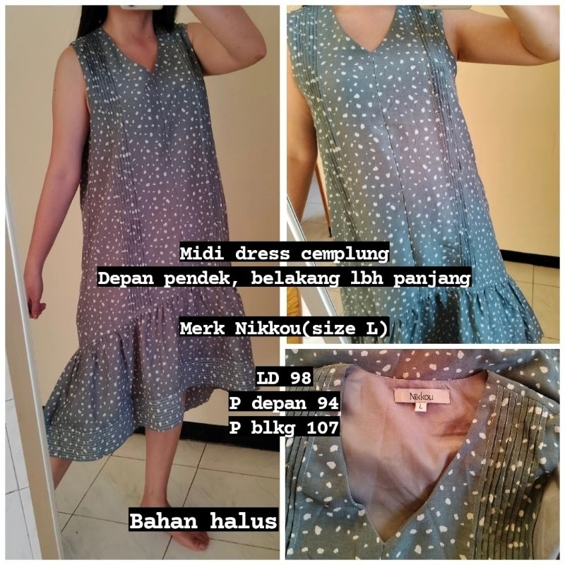 Preloved Nikkou Dress - midi dress blue - dress cemplung (NEW WASHED)