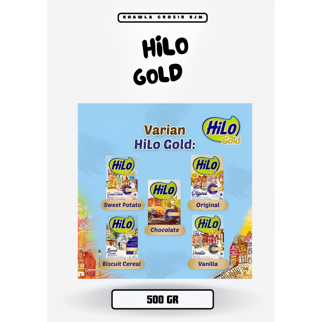 

HILO GOLD SUSU HIGH TINGGI KALSIUM 500 GR ORIGINAL POTATO VANILA BISKUIT COKLAT