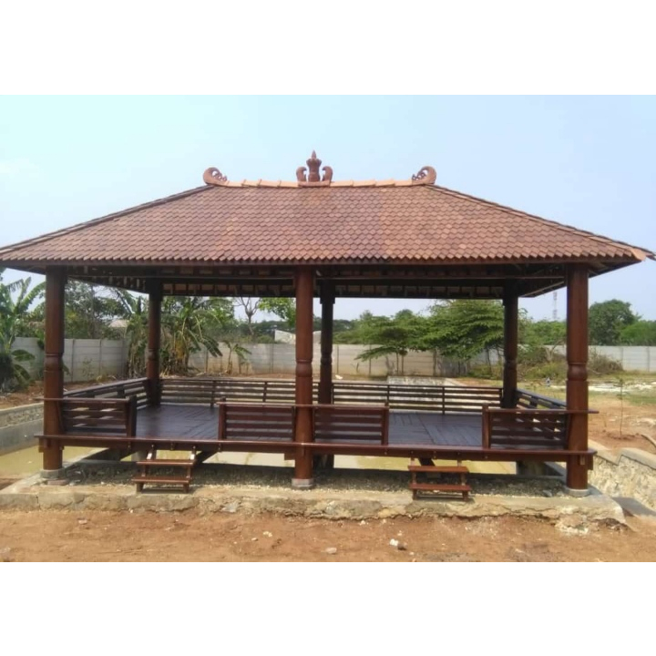 Gazebo Kayu Kelapa Jumbo Soko Bubut | Gazebo Dobel Kayu Kelapa