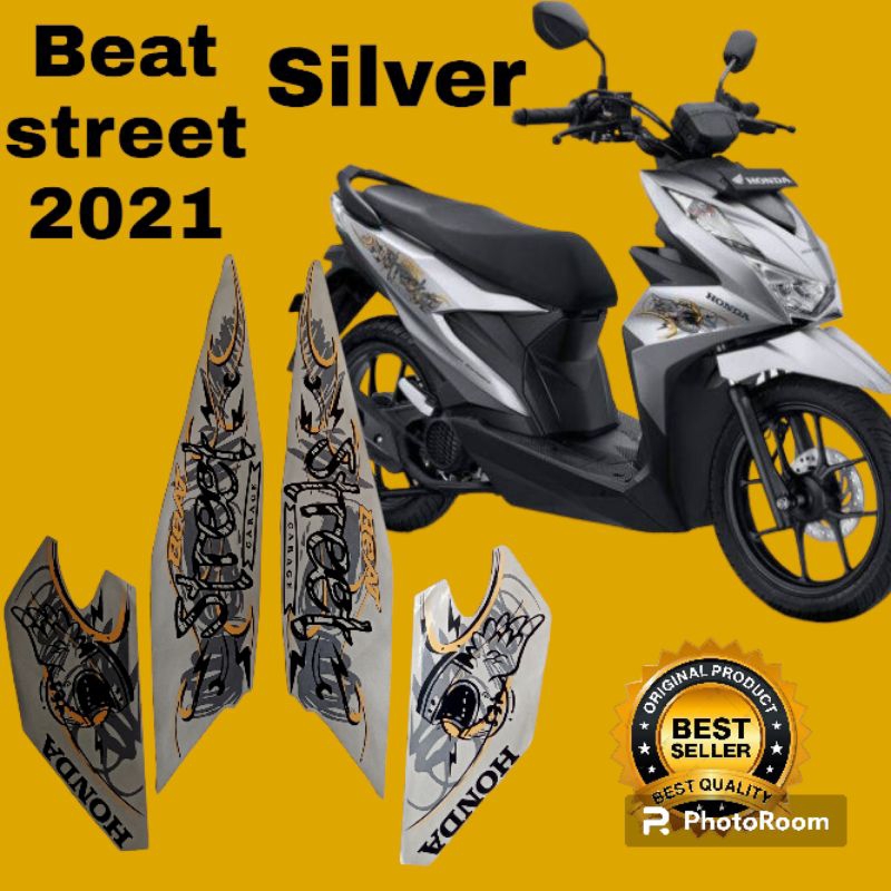 striping honda beat street 2021 silver, lis body motor beat street 2021 silver