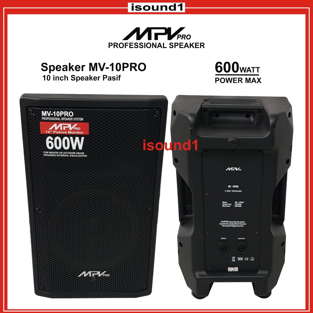 SPEAKER PASIF MPV MV-10PRO 10 INCH 10 IN 10IN ORIGINAL 2 UNIT FULL RAM