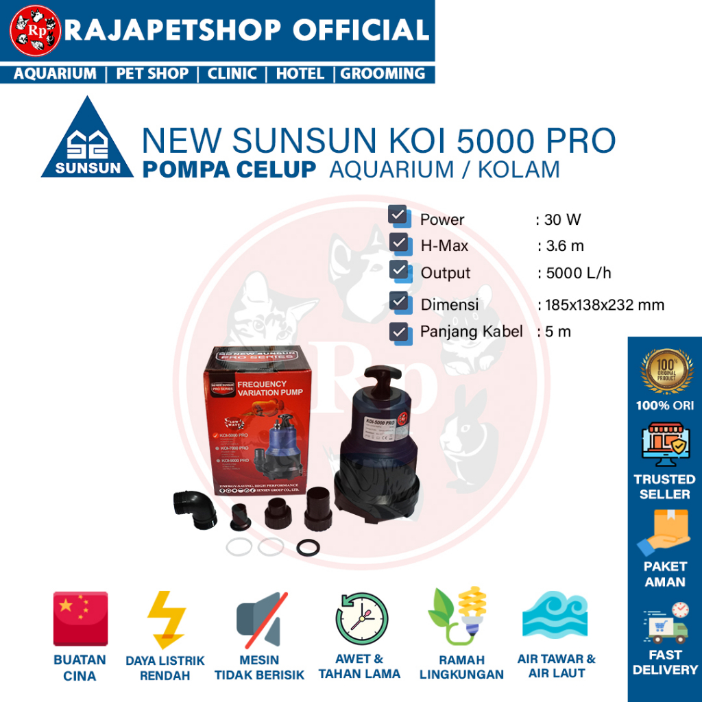 NEW SUNSUN KOI 5000 PRO Pompa Air Celup Kolam Aquarium