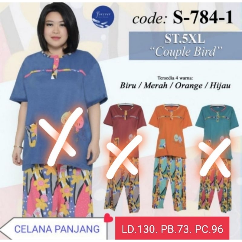 Baju tidur jumbo celana panjang 5XL Forever