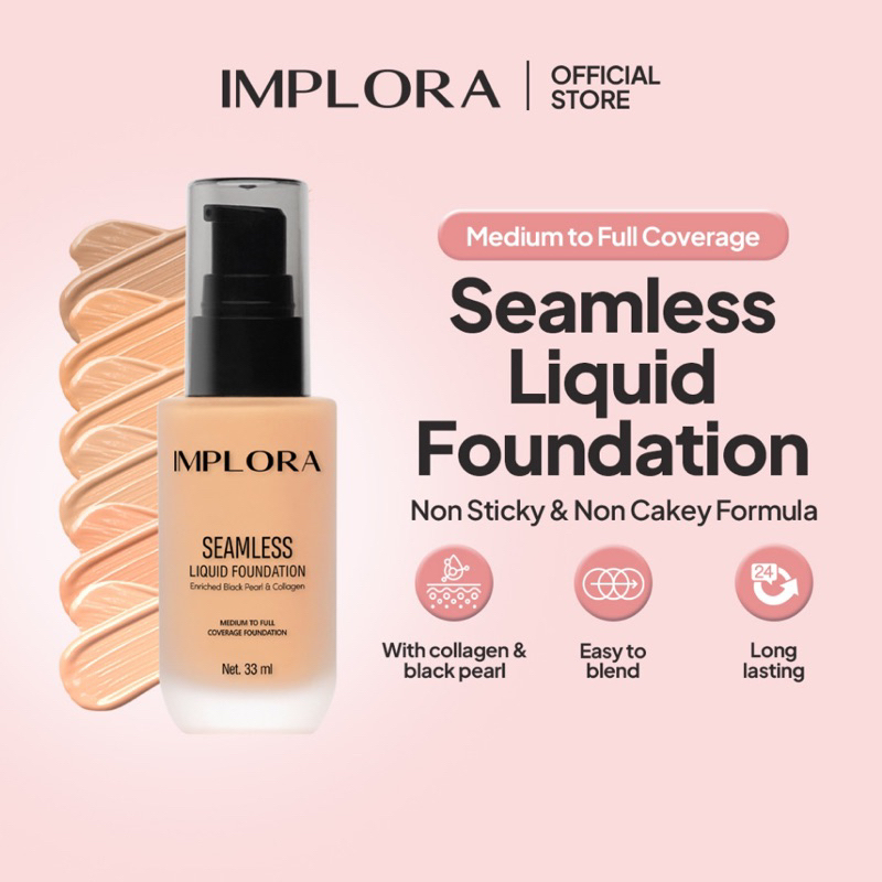 ❤ EGA BEAUTY  SKINCARE & COSMETIC STORE TRENGGALEK❤️IMPLORA Seamless Liquid Foundation 33mL  (✔️BPOM