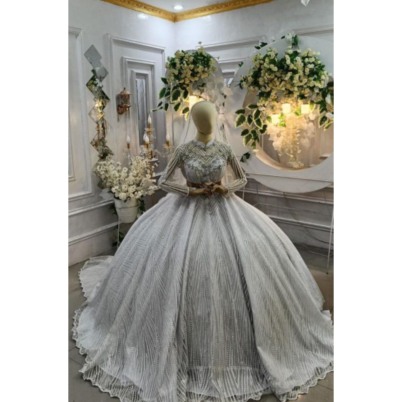 gaun pengantin putih murah mewah ball gown