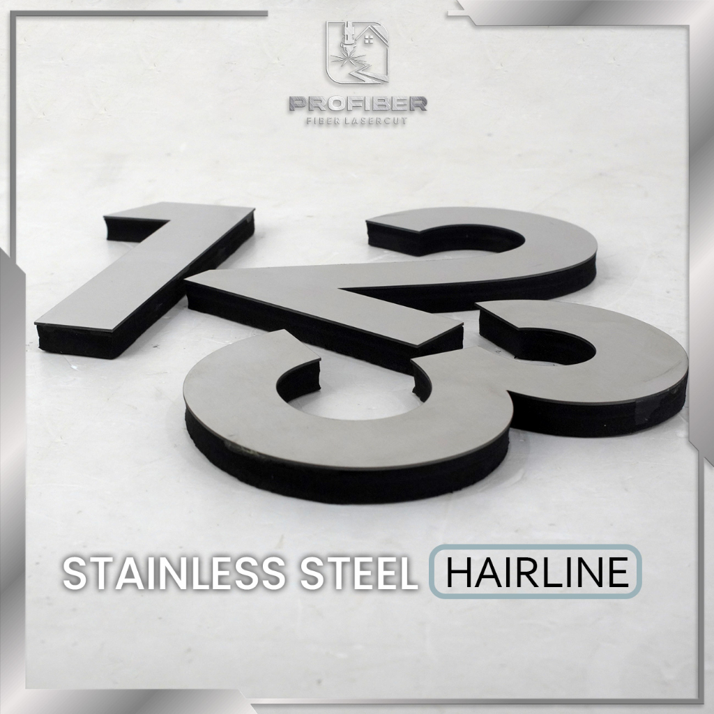 Huruf Stainless HAIRLINE 1 Dimensi Spon Custom