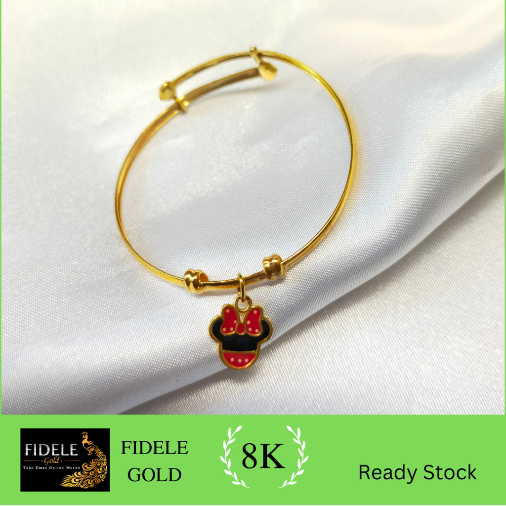 Gelang Anak Minnie Mouse Gelang bayi emas asli 375 toko emas asli kadar muda